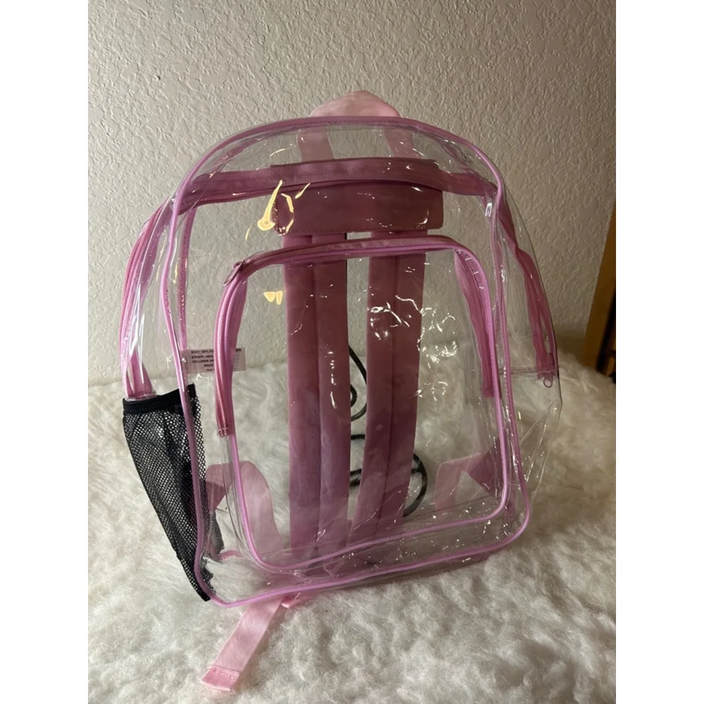 NWOT Clear Backpack Stadium Approved - Clear Mini Backpack Heavy Duty Pink